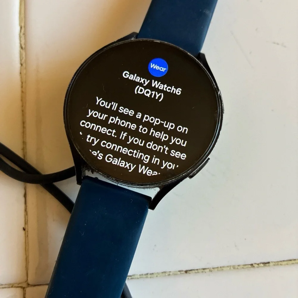 Samsung Galaxy 6 44mm Smartwatch Black/blue WiFi, Heart, unlock, Droid w charger